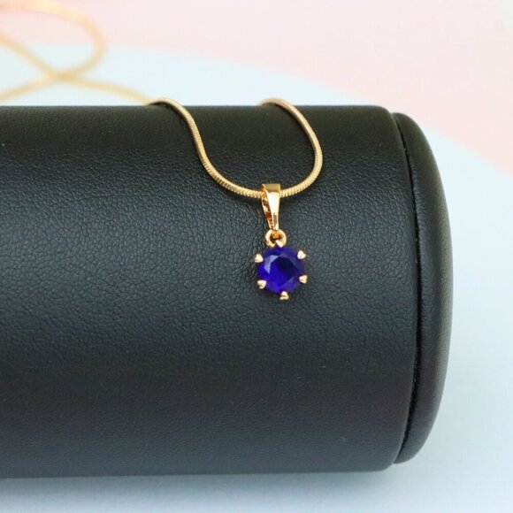 "Round Blue Pendant in Rose Gold Plating – Petite Charm, XPPT1851 - Picture 13 of 13